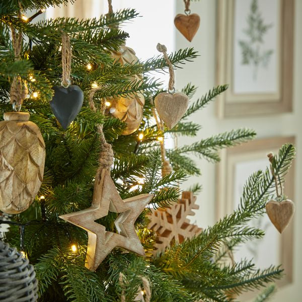 White Washed Wooden Hanging Star Decoration