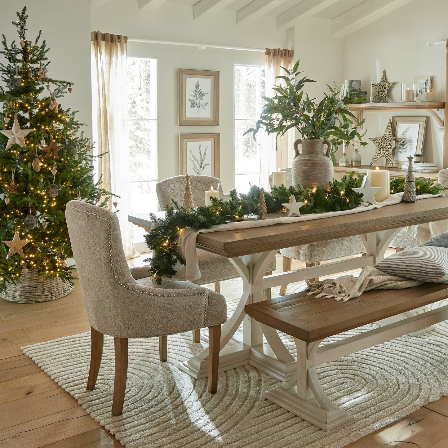 White Washed Wooden Hanging Star Decoration