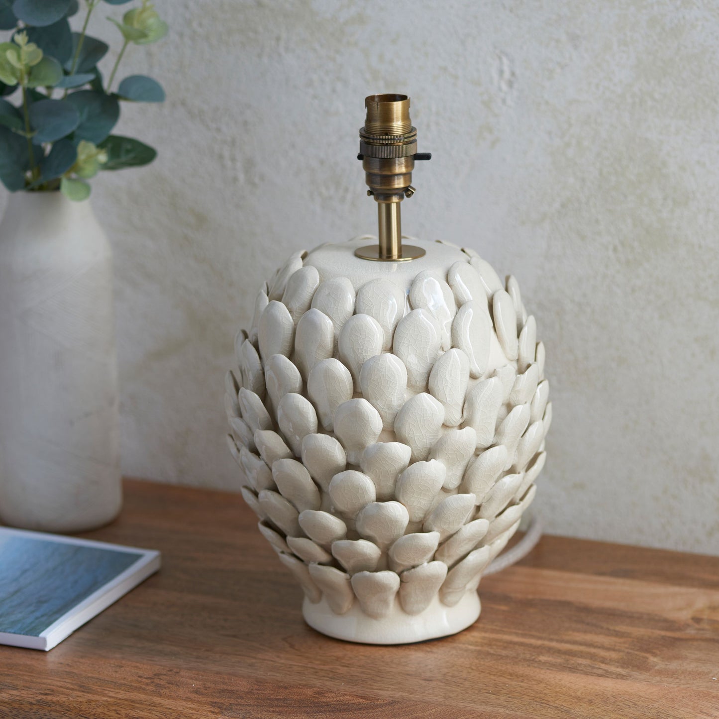 Ivory Layered Leaf Table Lamp Base