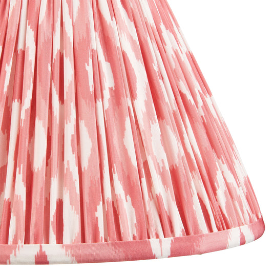 Ikat Pleated Fabric Lampshade - Coral Pink